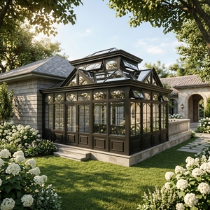 Veranda Personalizzata Moderna in Alluminio con Vetro Temperato Laminato Doppio o Triplo, <span class=keywords><strong>Giardino</strong></span> d'Inverno 4 Stagioni per Esterni - Product Image 3