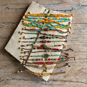 Bracelet Femme Style Ethnique Rétro Népalais Tissé Tibétain Argent Pierre Naturelle Créatif Cloche Style Ancien Népal - Product Image 1