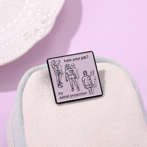 Alfileres de esmalte autodespreciables divertidos de dibujos animados con serigrafía, broches de proyección <span class=keywords><strong>astral</strong></span> listos para enviar, insignias de solapa, alfileres - Product Image 2