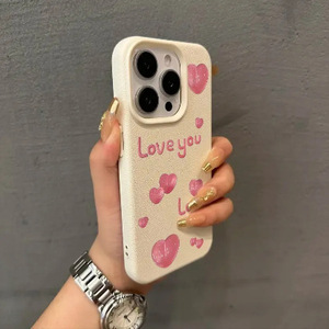 เหมาะสำหรับเคสโทรศัพท์ 17 Pro Max ลายลิ้นจี่ หัวใจภาษาอังกฤษน่ารัก เคสนิ่มมีรูขนาดใหญ่ เคสกันกระแทก - Product Image 4