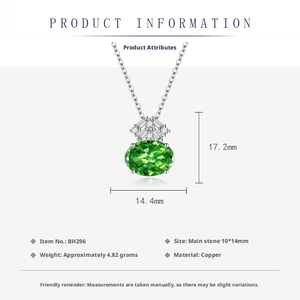 Joyería Más Vendida 2026, Juego de Joyería de Cobre con Circonita Cúbica de Corte Ovalado de 10*14mm, Juego de Collar con Piedra Verde de Alto Contenido de Carbono para Mujer - Product Image 2