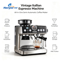 Machine à café expresso automatique commerciale compacte avec réglage de mouture en 15 étapes, machine tout-en-un pour latte et cappuccino pour café