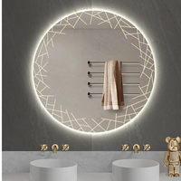 Miroir de salle de bain rond moderne à LED rétroéclairé avec capteur tactile pour la décoration des salles de bain de la maison, des hôtels et des espaces publics