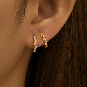 Aros de Plata de Ley 925 CANNER, Simples, Clásicos, Irregulares, con Circonita 5A, para Mujer - Product Image 3