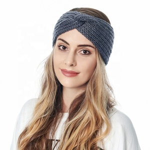 Bandeau en tricot MIO pour <span class=keywords><strong>femme</strong></span>, bandeau d'hiver de haute qualité, bon marché, personnalisé, bandeau en tricot croisé, bandeau en tricot d'hiver - Product Image 3