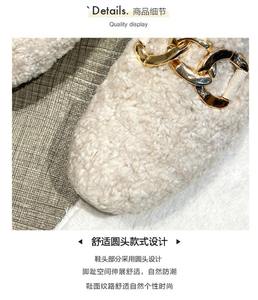 Mocasines de lana de cordero con cadena de Metal de marca 2025, zapatillas de deporte de lana para mujer, zapatos de invierno, mocasines de lana cálidos para mujer, planos de piel de talla grande para mujer - Product Image 5