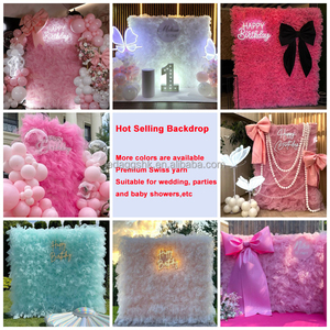 LeDA Hot Tulle Flower Wall Supplier Baby Blue Blue Curtain Sheer Tulle Wall For Party Wedding Baby Shower Backdrop Decoration - Product Image 4