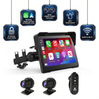 Caméra DVR pour moto à double objectif 1080P avec écran tactile IPS 7'', TPMS, étanche IP67, Carplay et Android Auto