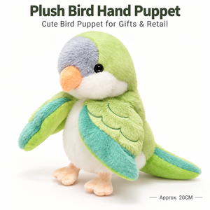 Burattino a mano pappagallo cartone animato in peluche, giocattolo interattivo genitore-figlio, souvenir da zoo, imbottitura in cotone PP - Product Image 1