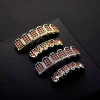Grillz dentaire en cuivre tendance, serti de zircone cubique colorée, unisexe, pour le hip-hop et les soirées