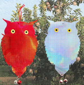 Répulsif holographique réfléchissant pour oiseaux en forme de hibou avec cloche métallique pour arbres fruitiers agricoles - Product Image 5