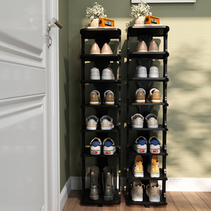 Simple <b>Narrow</b> Shoe Rack 5-Tier Plastic Standing Type Space Saving <b>Storage</b> For Sneakers Boots High Heels Dormitory Entryway - Product Image 2