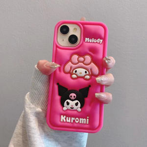 Linda base de maquillaje 3D de dibujos animados de silicona funda para teléfono móvil para iPhone 15 14 13 12 11 Pro Max elegante y de moda - Product Image 5