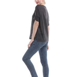 100% delle Donne di <span class=keywords><strong>lino</strong></span> Nero <span class=keywords><strong>T</strong></span>-<span class=keywords><strong>shirt</strong></span> commercio all'ingrosso Tinta Unita di colore di Estate Del Manicotto Del Bicchierino dei vestiti di <span class=keywords><strong>lino</strong></span> delle donne - Product Image 5