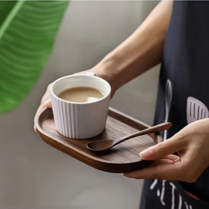 Bandeja ovalada de madera de color natural para servir té, café y postres, para uso doméstico. - Product Image 4