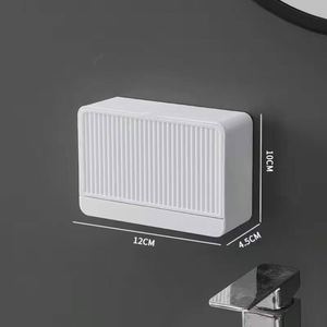 Bathroom Mesh Soap Box Wall Hanging Double-layer <b>Drain</b> Soap Box With <b>Cover</b> - Product Image 3