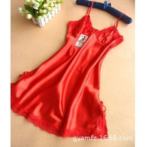 Vestido de dormir de satén para mujer, ropa de dormir sin mangas de tela suave para mujer, opciones de colores gris, rojo, negro, morado, blanco, rosa y azul - Product Image 2