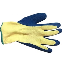 Gants kevlar résistants aux coupures thermiques en aramide jaune enduit de latex froissé bleu