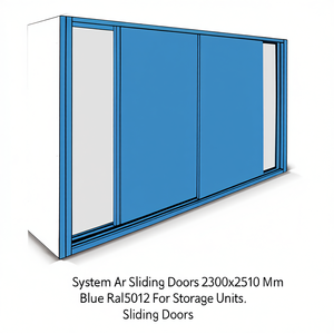 Système de portes coulissantes Fami Ar 2300x2510 mm bleu RAL5012 pour unités de rangement - Product Image 3
