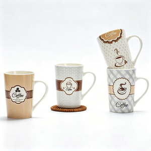 Tasse à café en céramique personnalisée avec logo d'usine, design vintage à pois losanges, tasse en <span class=keywords><strong>porcelaine</strong></span> pour la maison, vente en gros - Product Image 1