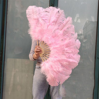 Éventail pliant DIY en plumes de dinde teintes, grand et moelleux, pour décorations de mariage, de carnaval et de fête
