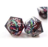 Set Dadu Inti Cair DND untuk Permainan Papan RPG Dungeons and Dragons, Dadu Resin Tajam, Dadu Mata Naga