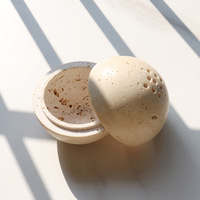 SAIDKOCC D10.5cm travertin naturel neuf trous aromathérapie diffuseur brûleur d'encens maison décorative ronde petit poêle en marbre