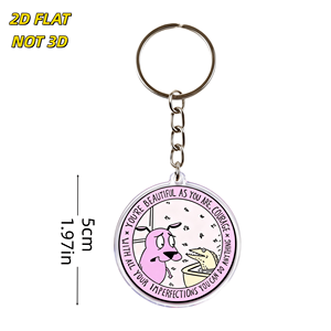 Portachiavi Motivazionale '<span class=keywords><strong>Sei</strong></span> <span class=keywords><strong>Bella</strong></span> Come È Comoda' con Cerchio Rosa, Cane e Pesce Cartoon, Citazione Ispirazionale, Acrilico Trasparente - Product Image 2