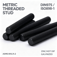 DIN975 ISO898-1 ASME B18.31.2 Metric Threaded Rod, Zinc & Hot Dip Galvanized Full Thread Stud for Industrial Fastening