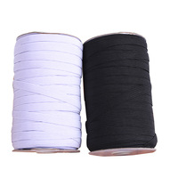 Bande élastique tressée en polyester 100% écologique pour textiles de maison et sacs, noir et blanc, rouleau de 200 yards