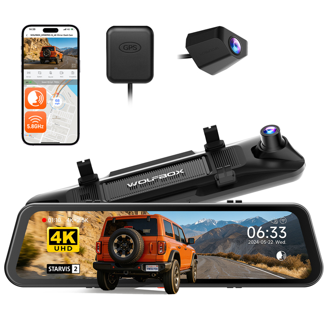 WOLFBOX G900Pro 4K Dual Dash Cam 2.5K WDR Rearview Mirror Dash Camera Super Night Vision 4k Car Black Box Without SD Card