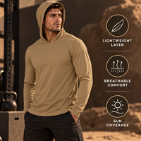 Sweat-shirt de sport pour homme à manches longues, léger et respirant, idéal pour la course à pied et l'entraînement en salle de sport, couleur kaki