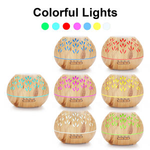 Diffuseur d'arômes à effet bois 400ML, humidificateur ultrasonique avec lumière LED et commande tactile pour la maison et le bureau - Product Image 3