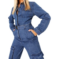 Combinaisons en denim Combinaisons personnalisées à manches longues avec poches cargo utilitaires et ceinture