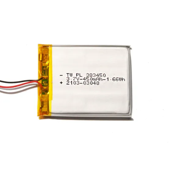 OEM ODM 심천 공장 원산지 도매 3.7V 450mAh 383450 폴리머 충전식 리튬 이온 배터리 제조업체