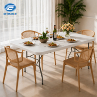 Comptoir pliant de 72 pouces avec structure en acier blanc pour banquets, fêtes et dîners – Prix de gros, installation rapide