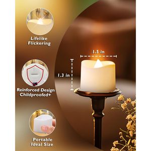 Luci da tè a LED tremolanti tremolanti 24 pezzi azionate a batteria 200 + ore centrotavola votiva finta illuminazione elettrica per feste - Product Image 3