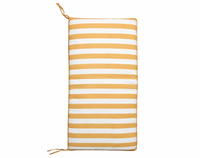 Coussin de banc d'extérieur à rayures horizontales jaune doré, hydrofuge, résistant aux UV, séchage rapide, mousse haute densité, avec sangles de fixation