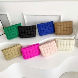 Women Girls Fashion Travel Makeup Bag Soft Quilted Pleated Cosmetic Pouches Qulted <b>Make</b> up Bag Storage Puffer Clutch Bag - Product Image 2