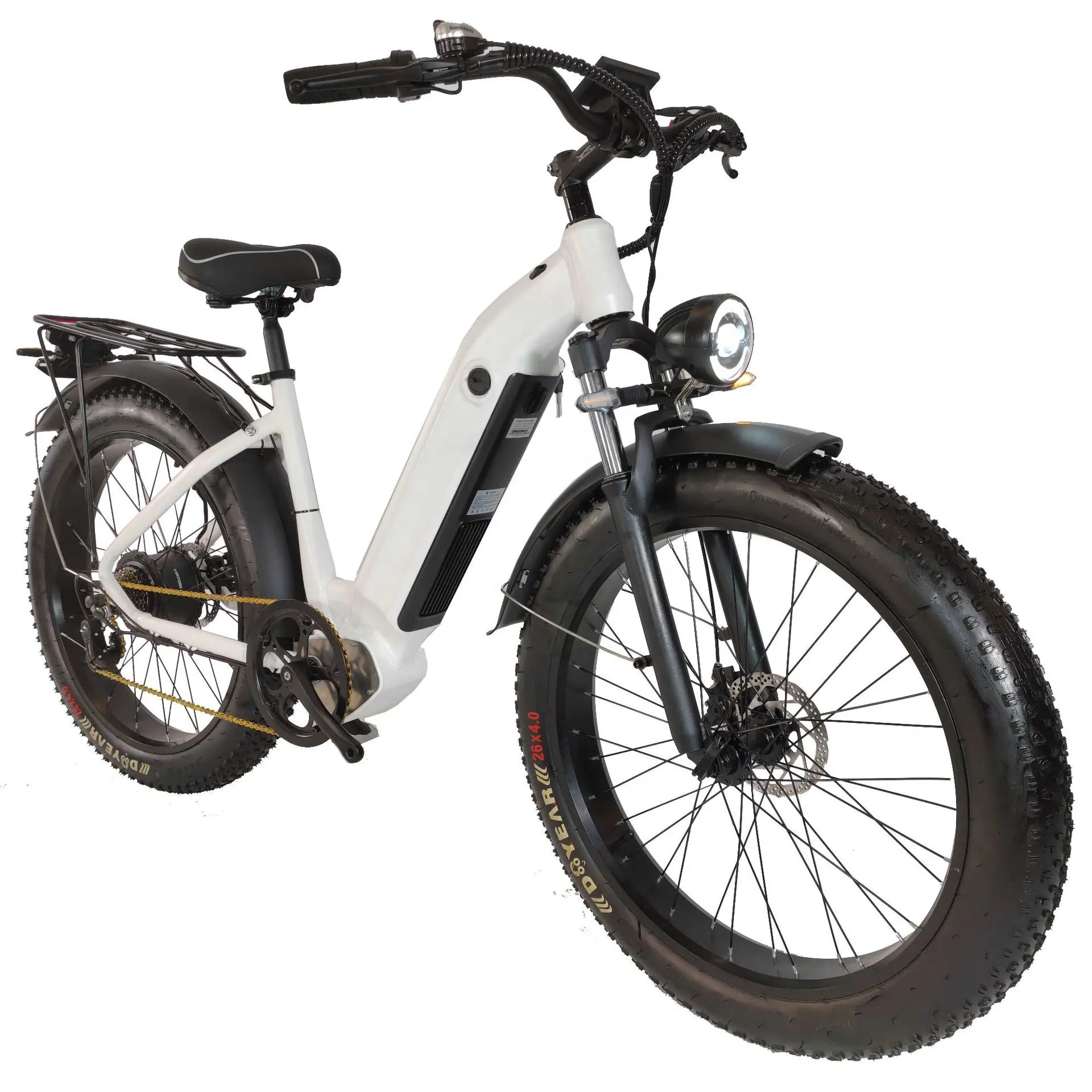 26'' Step Through Electric Fat Bike With 8ah Hidden Battery E Bicycle Electric Road Bikes Women E-bike Beach Cruisers Fat Tyre