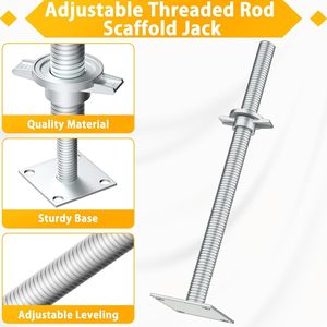 Lot de 4 vérins de nivellement creux robustes de 17 po, réglables, en acier galvanisé, style Baker, pour ponts et sols inégaux - Product Image 3