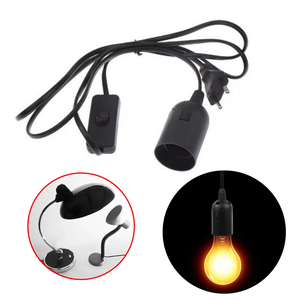Support de lampe chauffante <span class=keywords><strong>E27</strong></span>, prise EU 220V, <span class=keywords><strong>câble</strong></span> d'alimentation 1,8/3/5m avec interrupteur marche/arrêt <span class=keywords><strong>pour</strong></span> lampe chauffante <span class=keywords><strong>pour</strong></span> élevage de volailles, animaux et reptiles - Product Image 1