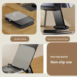Support de téléphone et tablette pliable et portable en acier au carbone, entièrement métallique, rotatif à 360°, réglable en hauteur, pour bureau, idéal comme cadeau - Product Image 3