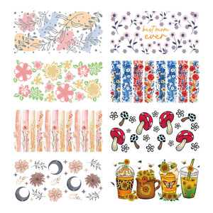 Vasos de Vidrio de 16 oz, Diseño Bosque Curativo, Decoración Floral para Momentos Relajantes, Envolturas para Vasos con Diseño Navideño, Adhesivos de Transferencia Térmica DTF - Product Image 1