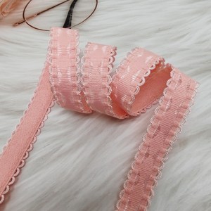 Bande élastique jacquard tissée personnalisée, sangle en dentelle de nylon blanche à motifs floraux, bande élastique colorée de 1,6 cm avec bord picot et logo tissé - Product Image 1