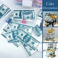 50 pièces/boîte 100-Dollar-Bill argent gaufrette gluant riz papier gâteau Toppers anniversaire mariage pâtisserie nourriture cuisson décoration