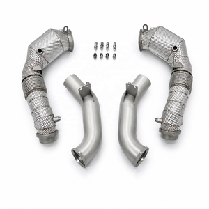 300 CPSI Downpipe for BMW G30 M550i N63 Germany Spec Sandblasted Front Pipe Embossed Heat <b>Shield</b> Golden TIG Welds - Product Image 1
