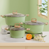 Santé et sécurité du ménage 20/24/28/32cm en aluminium cuisson antiadhésif double oreille soupe pot avec couvercle en verre