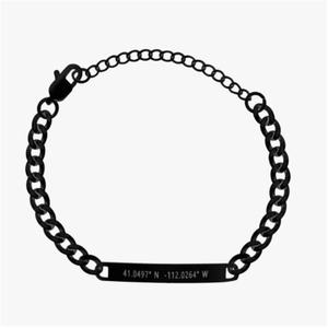 Ensemble de bracelets pour <span class=keywords><strong>couple</strong></span>, bijoux gravés sur mesure, coordonnées, plaqué or et argent, acier inoxydable, chaîne cubaine, bracelet pour femme et homme - Product Image 6