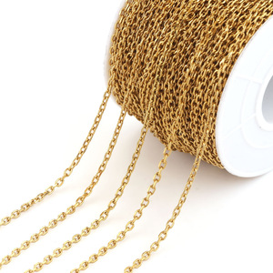 Chaîne à maillons ovales en fil rond vendue au mètre, accessoires pour bracelets, chaînes en acier inoxydable, fabrication de bijoux DIY - Product Image 1